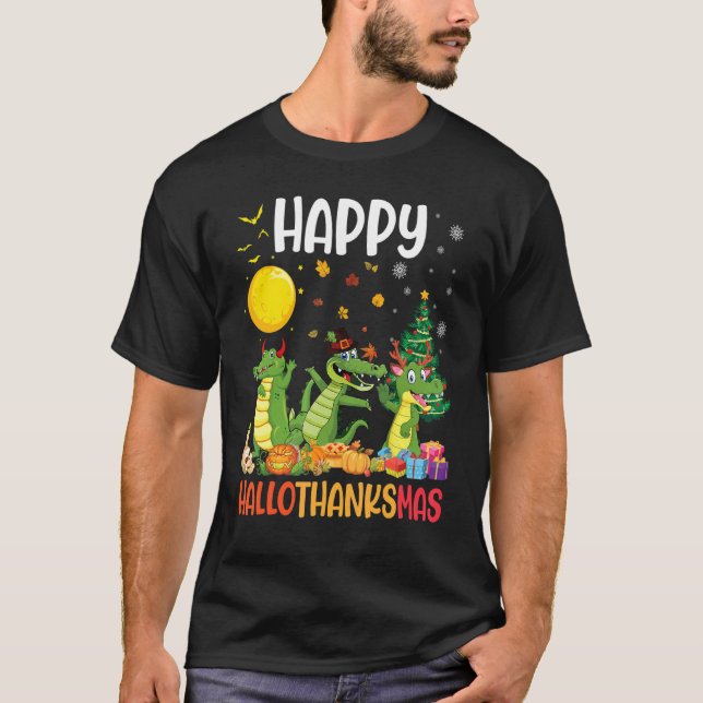 Camiseta Cocodrilo bailando juntos Feliz Hallothan (Anverso)