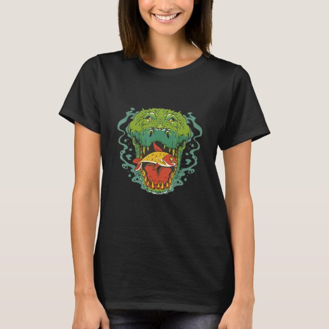 Camiseta Cocodrilo Comer Pescado Alligator Zoológico Reptil (Anverso)