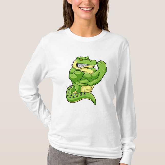 Camiseta Cocodrilo como constructor de cuerpos con músculos (Anverso)