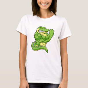Camiseta Cocodrilo como constructor de cuerpos con músculos