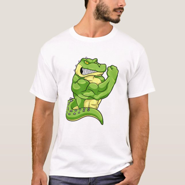 Camiseta Cocodrilo como constructor de cuerpos con músculos (Anverso)