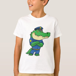 Camiseta Cocodrilo como oficial de policía con uniforme