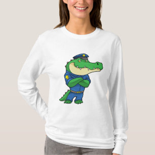 Camiseta Cocodrilo como oficial de policía con uniforme