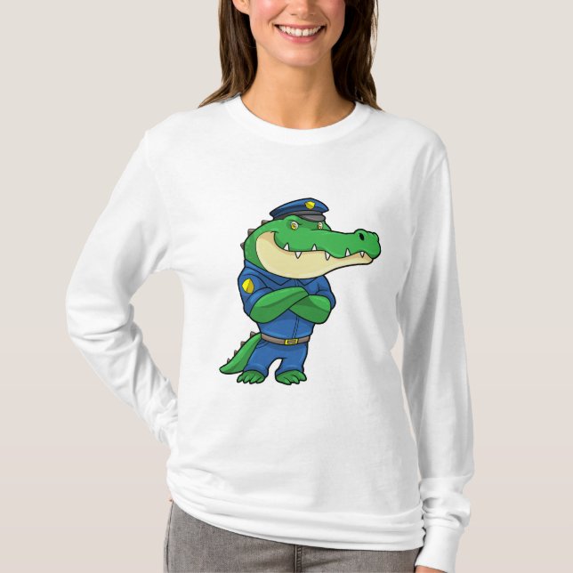 Camiseta Cocodrilo como oficial de policía con uniforme (Anverso)