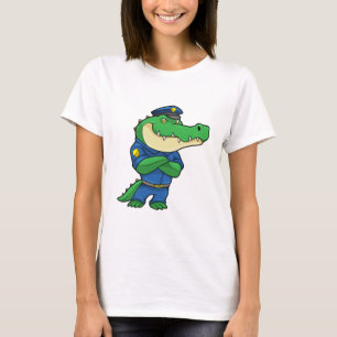 Camiseta Cocodrilo como oficial de policía con uniforme