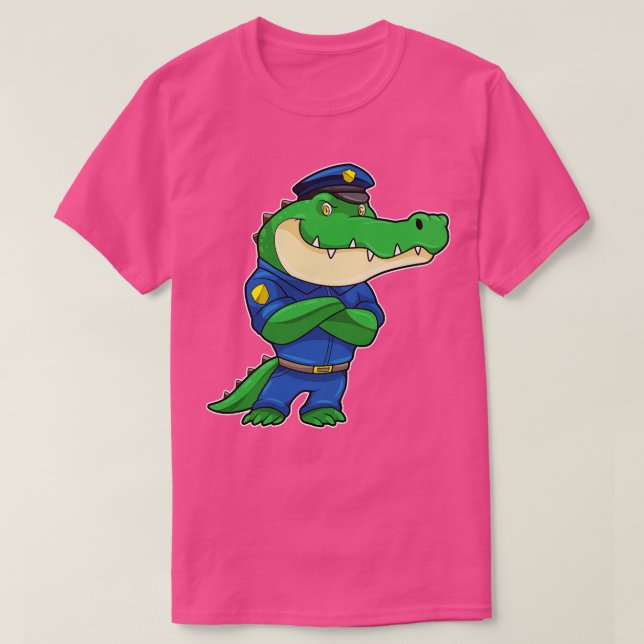 Camiseta Cocodrilo como oficial de policía con uniforme pol (Diseño del anverso)