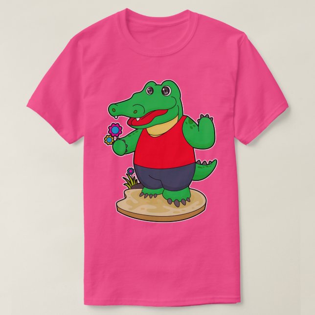 Camiseta Cocodrilo con flores (Diseño del anverso)