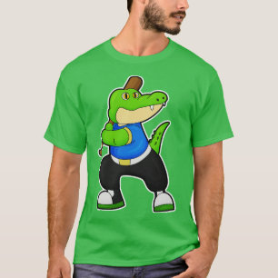 Camiseta Cocodrilo de béisbol con bate de béisbol