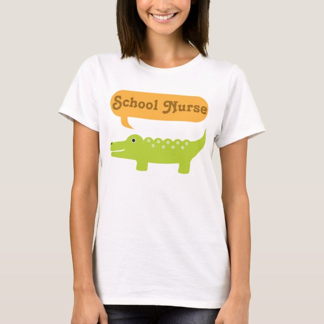 Camiseta Cocodrilo de la enfermera de la escuela (Anverso)