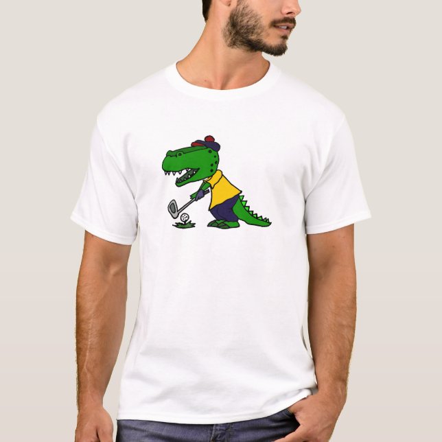 Camiseta Cocodrilo divertido que juega a golf (Anverso)