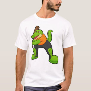 Camiseta Cocodrilo en el críquet con bate de críquet