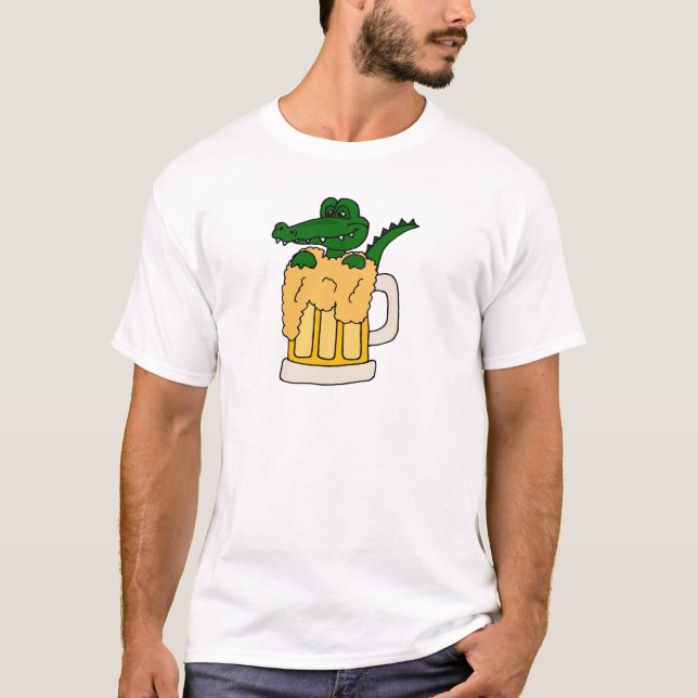 Camiseta Cocodrilo en taza de cerveza (Anverso)