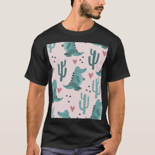 Camiseta Cocodrilo lindo, patrón lagarto vintage.