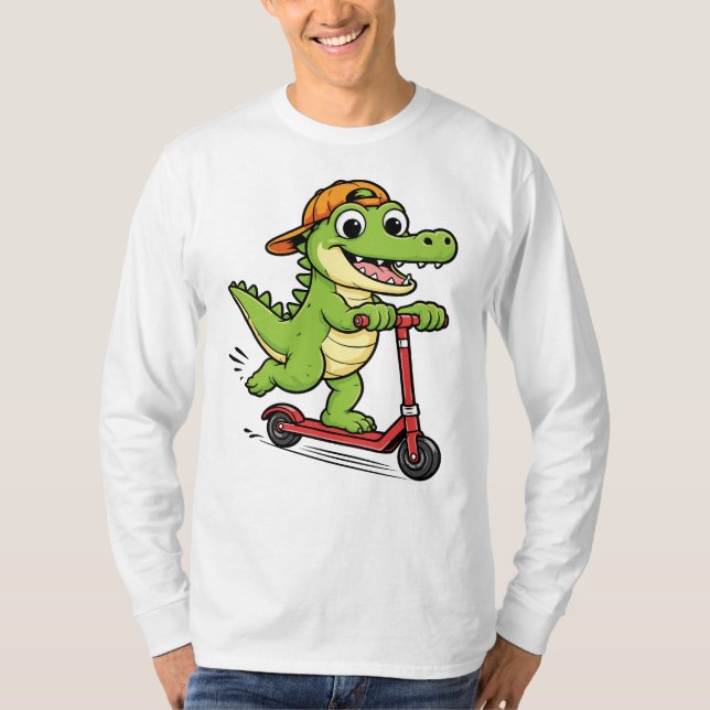 Camiseta Cocodrilo montando scooter (Anverso)