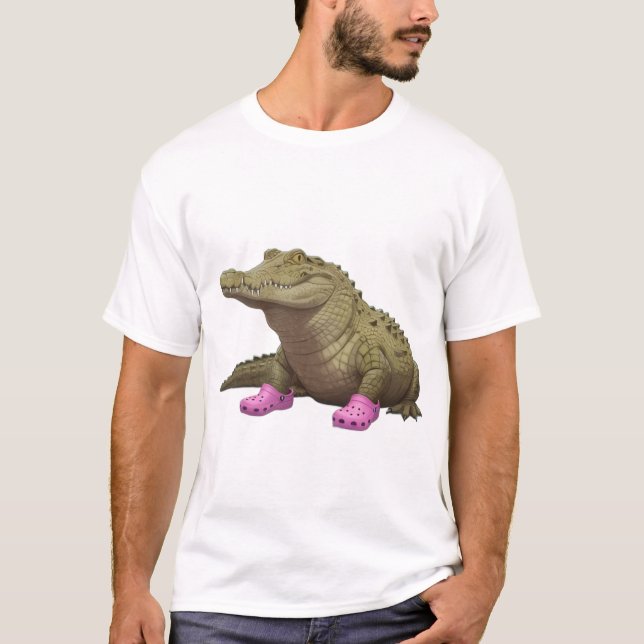 Camiseta Cocodrilo que lleva zapatos de cocodrilo (Anverso)