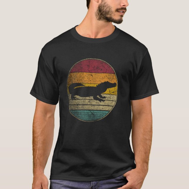 Camiseta Cocodrilo - Silhouette retro con problemas de cose (Anverso)