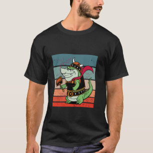 Camiseta Cocodrilo vikingo dibujos animados divertido fiero
