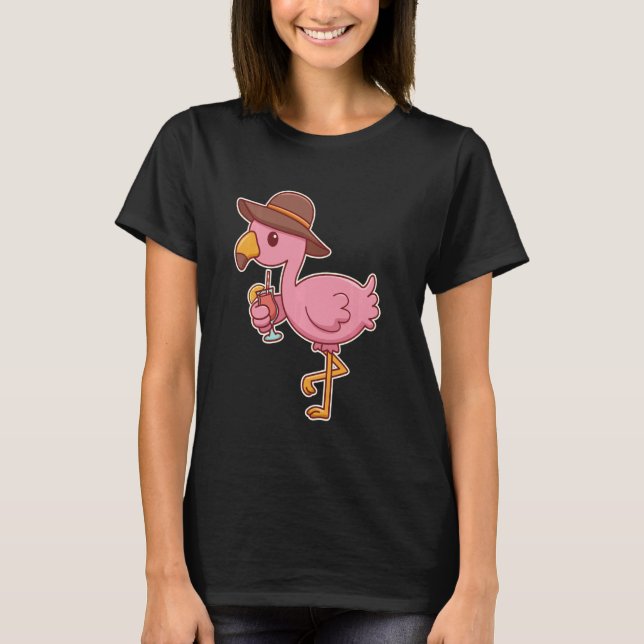 Camiseta Cóctel de bebida Flamingo Rosa (Anverso)