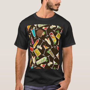 Camiseta Cóctel de patrón y bebida larga, bar de cóctele