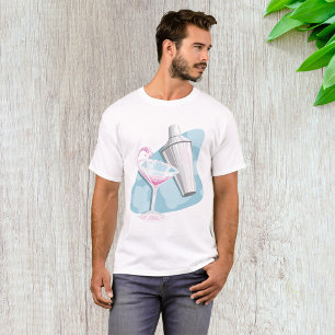Camiseta Cóctel Pink Martini y coctelera de plata