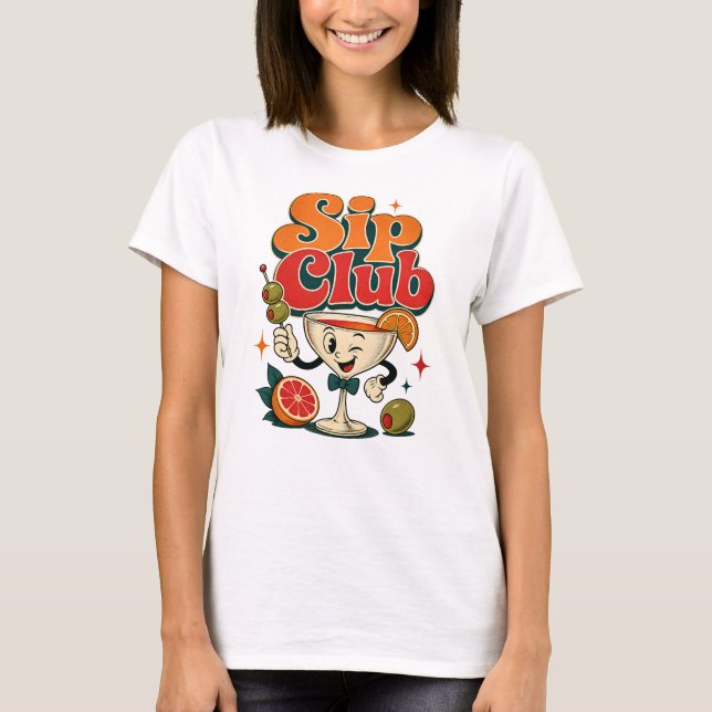 Camiseta Cóctel Retro Sip Club (Anverso)