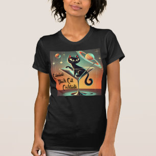Camiseta Cócteles de gato negro cósmico futurista atómico