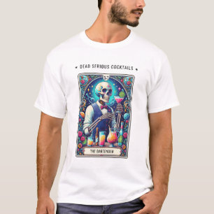 Camiseta Cócteles Dead Serious Tarot Bartender Esqueleto