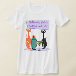 Camiseta Cócteles y gatos modernistas de mediados de siglo