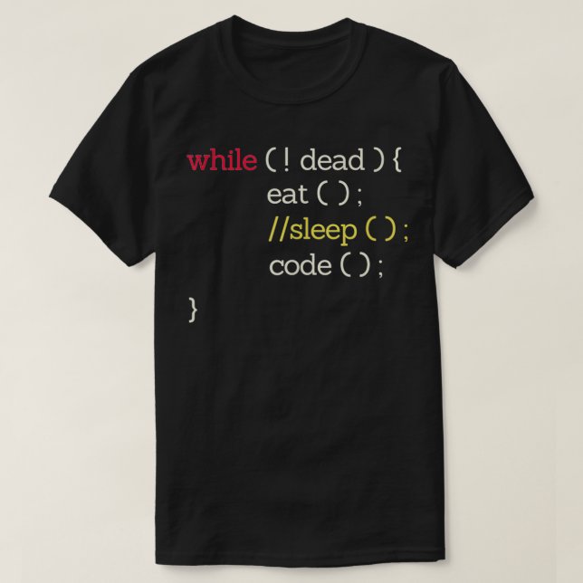 Camiseta Cód. de sueño comido Divertido programador de info (Diseño del anverso)