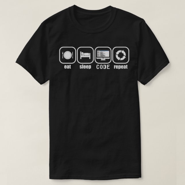 Camiseta Cód. de sueño comiendo programador divertido Funny (Diseño del anverso)