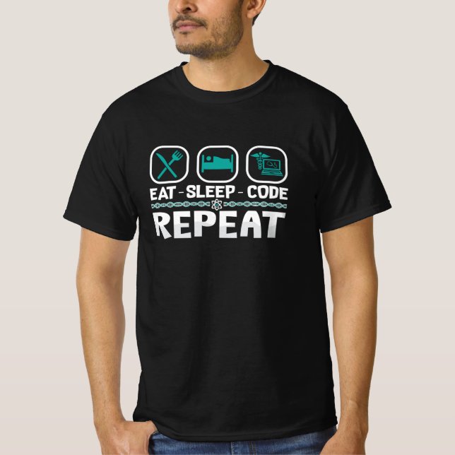 Camiseta Cód. de sueño de consumo Repetición Código médico  (Anverso)