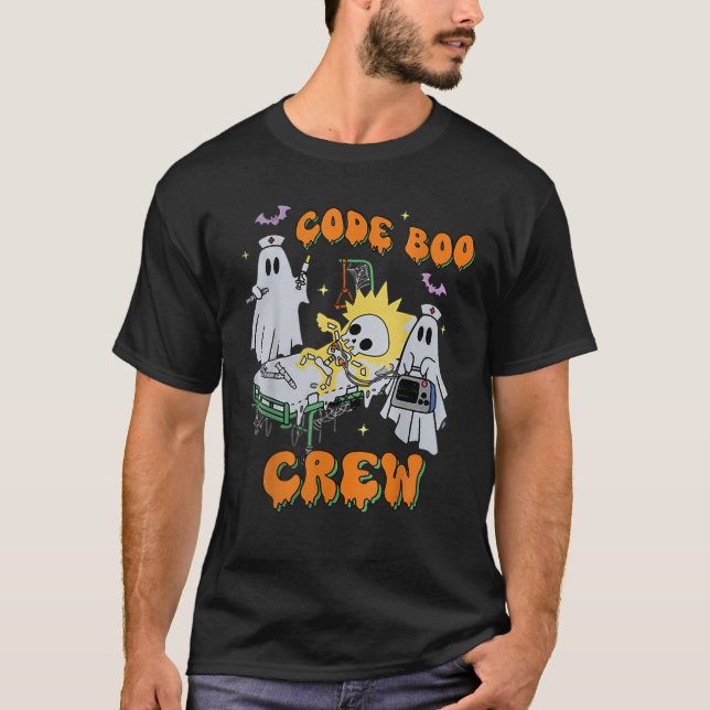 Camiseta Code Boo Crew Funny Ghost Nurse Halloween Ghost ER (Anverso)