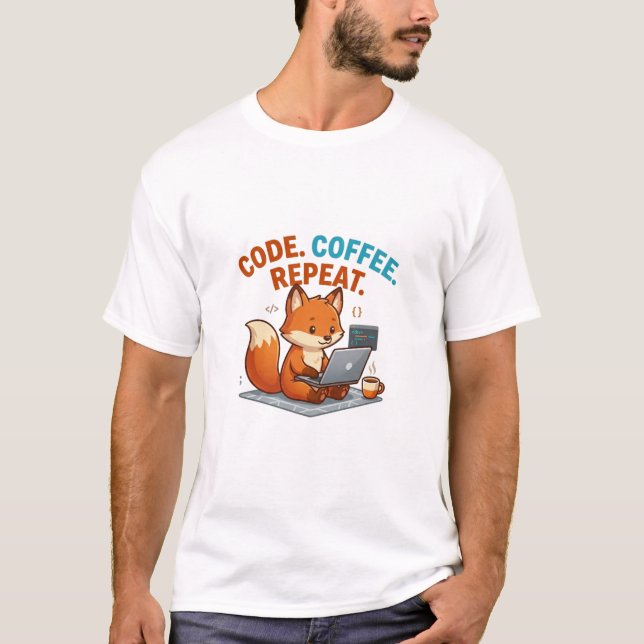  Camiseta Code Coffee Repeat | Zorro Lindo Program (Anverso)