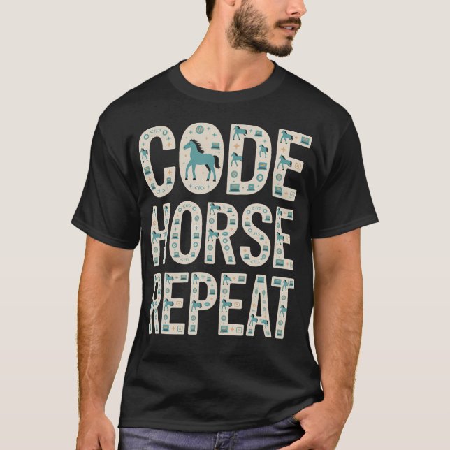 Camiseta Code Horse Repeat Programmer Equestrian (Anverso)