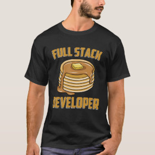 Camiseta Coder Geek Pancake Humor de desarrollador de pila 
