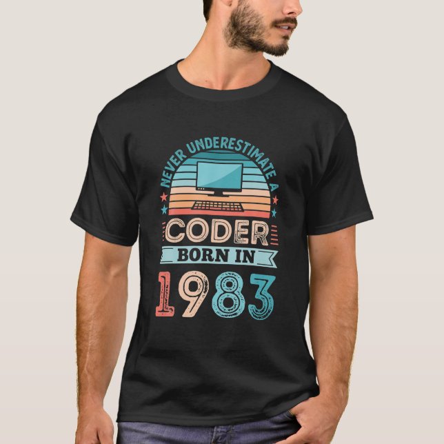 Camiseta Coder Nacido En 1983 40º Nacimiento Regalos De Pro (Anverso)