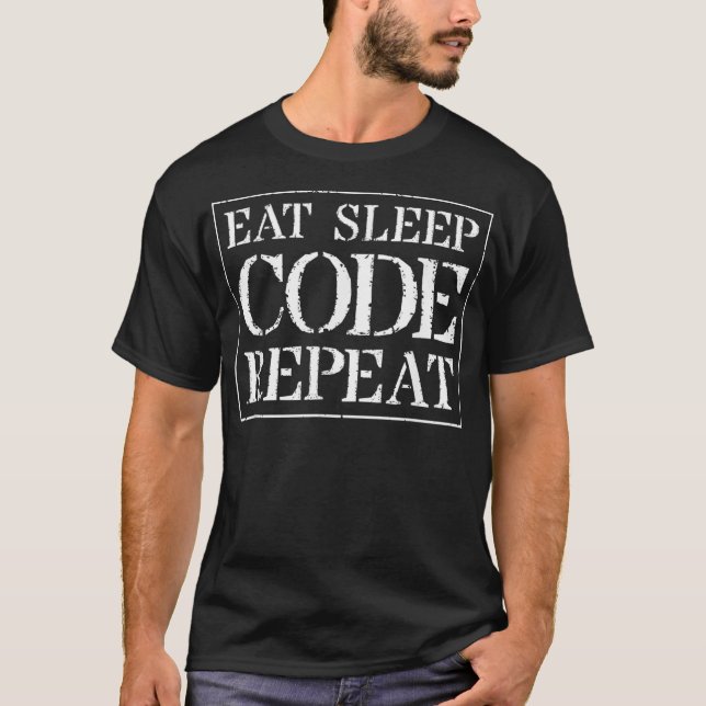 Camiseta Coder T Regalo Comer Código De Suspensión Repetir  (Anverso)