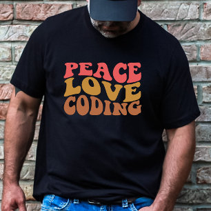 Camiseta Codificación de amor por la paz retro
