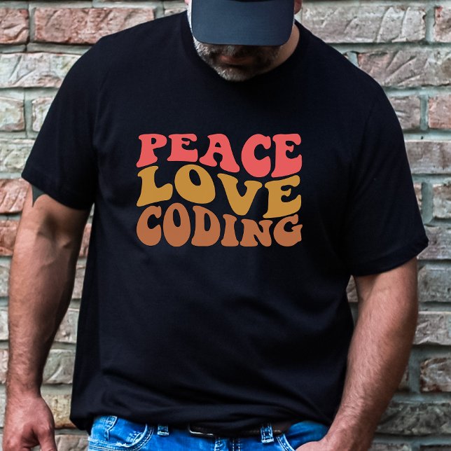 Camiseta Codificación de amor por la paz retro (Subido por el creador)
