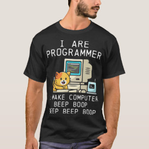 Camiseta Codificación de la bip de gatos del programador