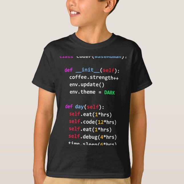 Camiseta Codificación Divertida Python Cl Comer Código Dorm (Anverso)