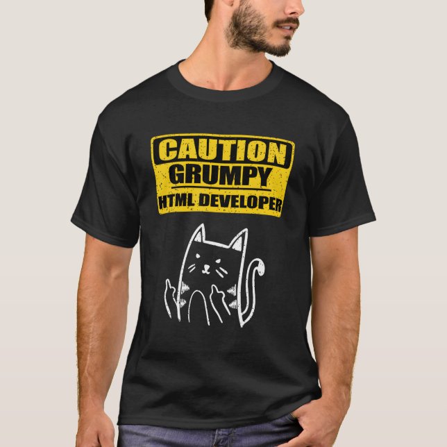 Camiseta Codificador de desarrollador Html Grumpy con preca (Anverso)