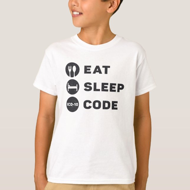 Camiseta Codificador médico Cód Eat Sleep Code Programador  (Anverso)