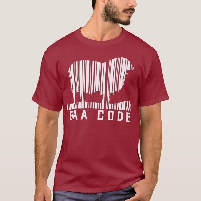 Camiseta Código Baa Código de barras Oveja Cordero Granjero (Anverso)