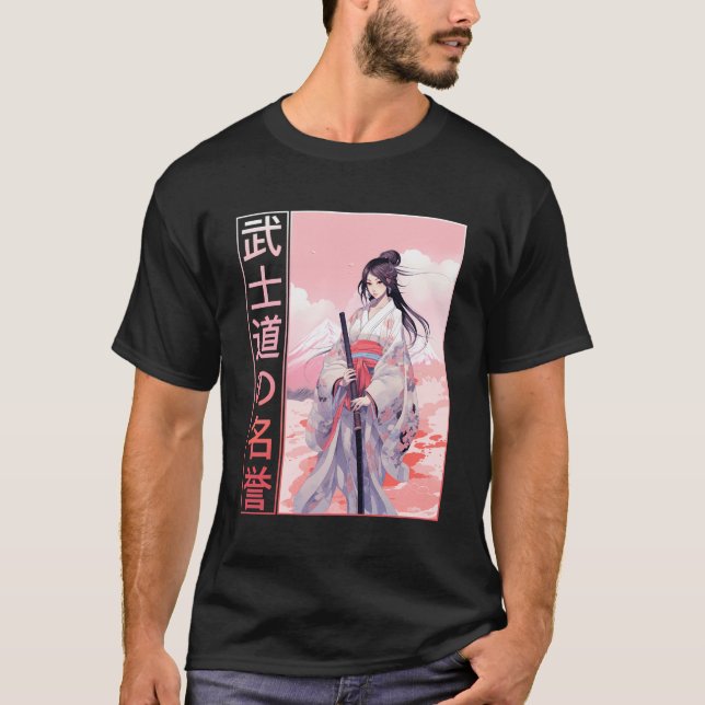 Camiseta Código Bushido Anime Samurai Chica Japonés Guerrer (Anverso)