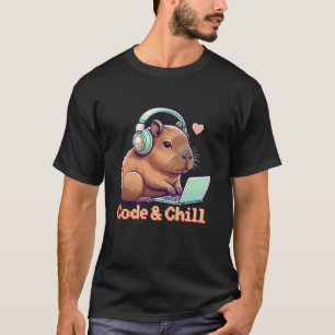 Camiseta Código Chill Cute Capybara Coding Geek Chica Capyb