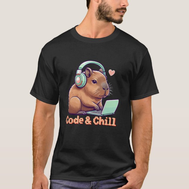 Camiseta Código Chill Cute Capybara Coding Geek Chica Capyb (Anverso)