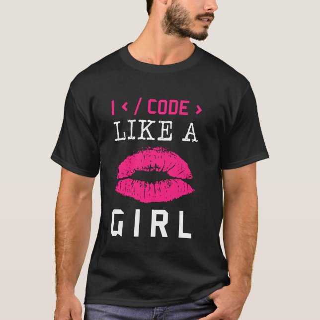 Camiseta Código Como Un Chica Lips Software De Programación (Anverso)