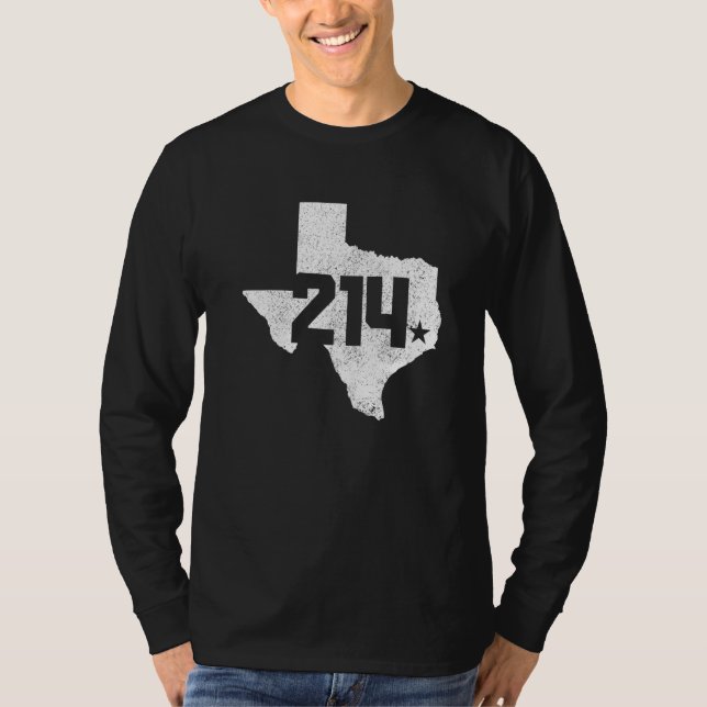 Camiseta Código de área 214 del condado de Dallas Mapa del  (Anverso)