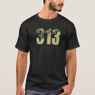 Camiseta Código de área 313 Detroit Ciudad natal Camuflaje